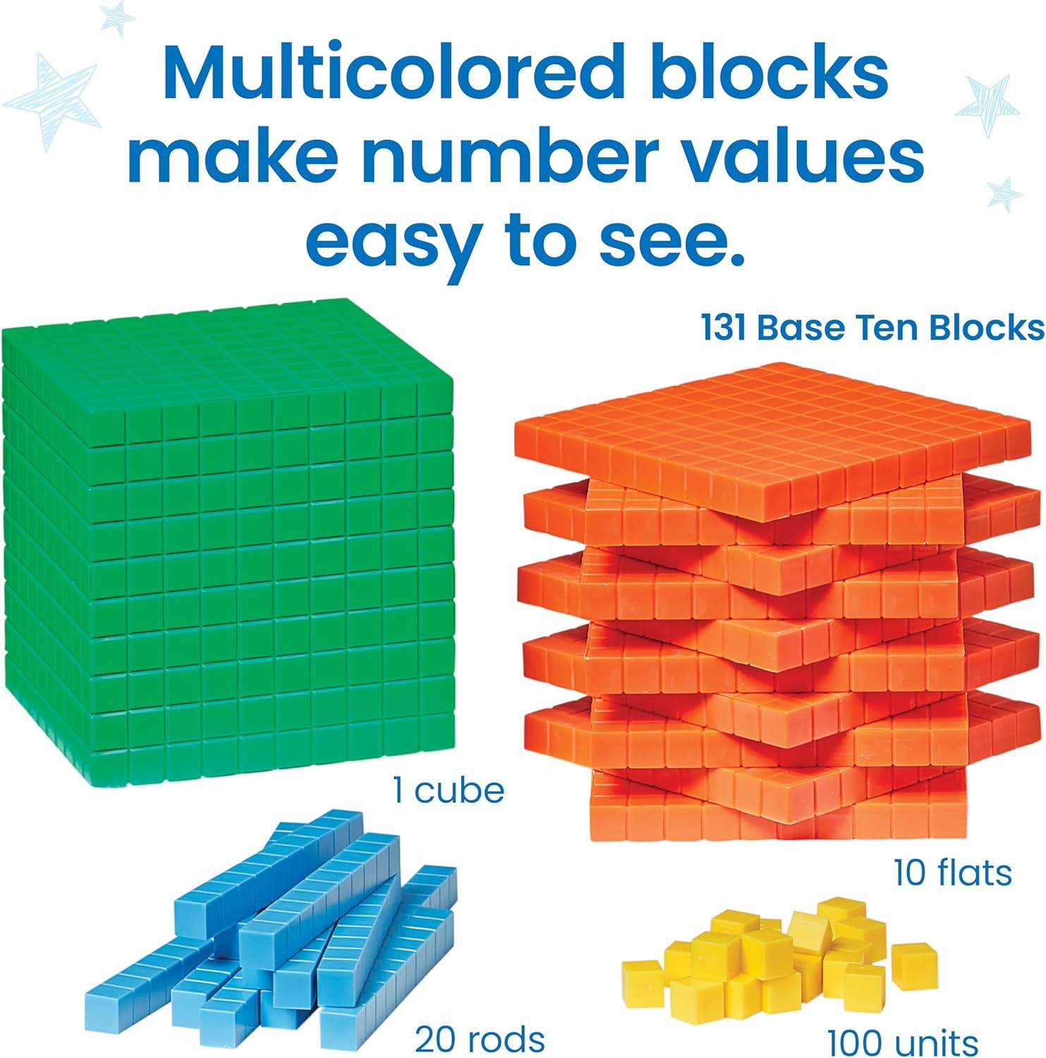 image:imagehand2mind Interlox Base Ten Blocks Activity Set Place Value Manipulatives Base 10 Blocks for Math Counting Cubes Math Manipulatives 1st Grade Small Group Classroom Must Haves 133 PiecesMulticolored Plastic