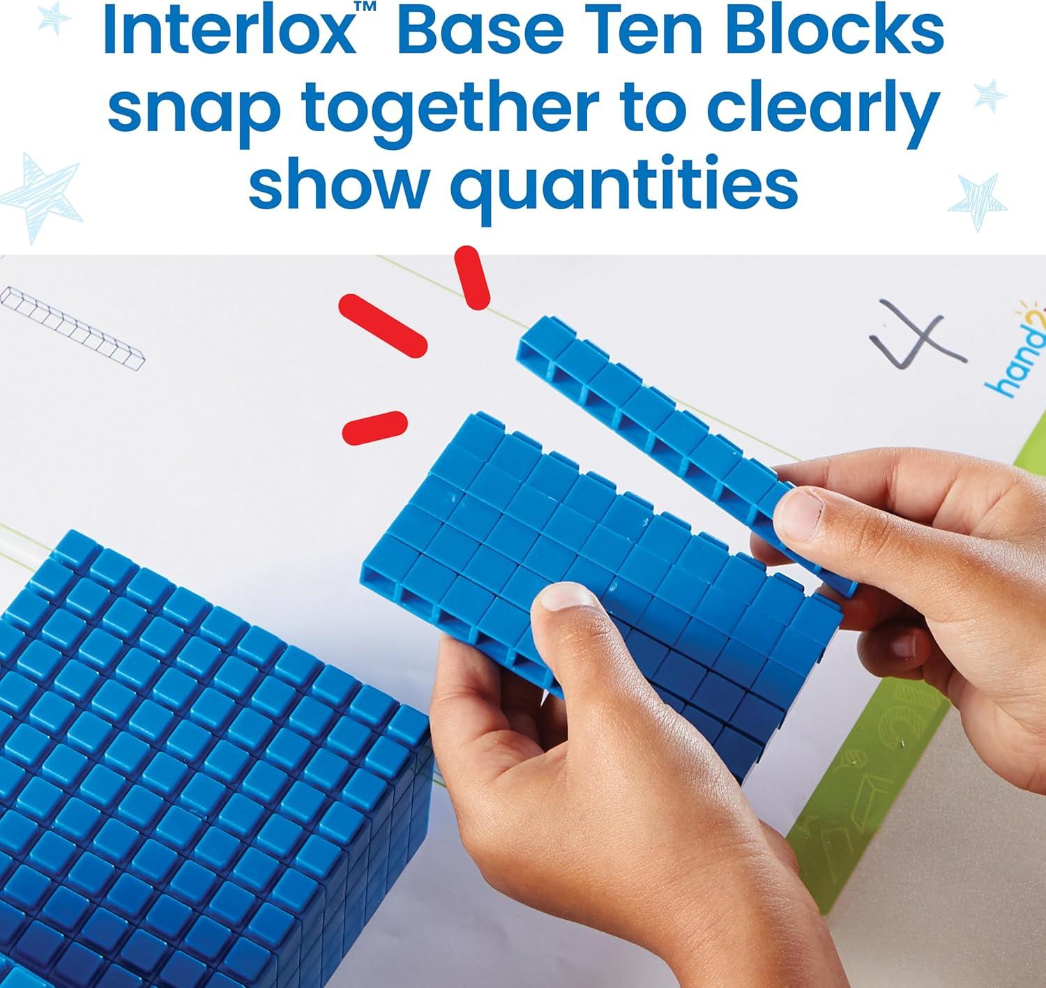 image:imagehand2mind Interlox Base Ten Blocks Activity Set Place Value Manipulatives Base 10 Blocks for Math Counting Cubes Math Manipulatives 1st Grade Small Group Classroom Must Haves 133 PiecesInterlox Plastic