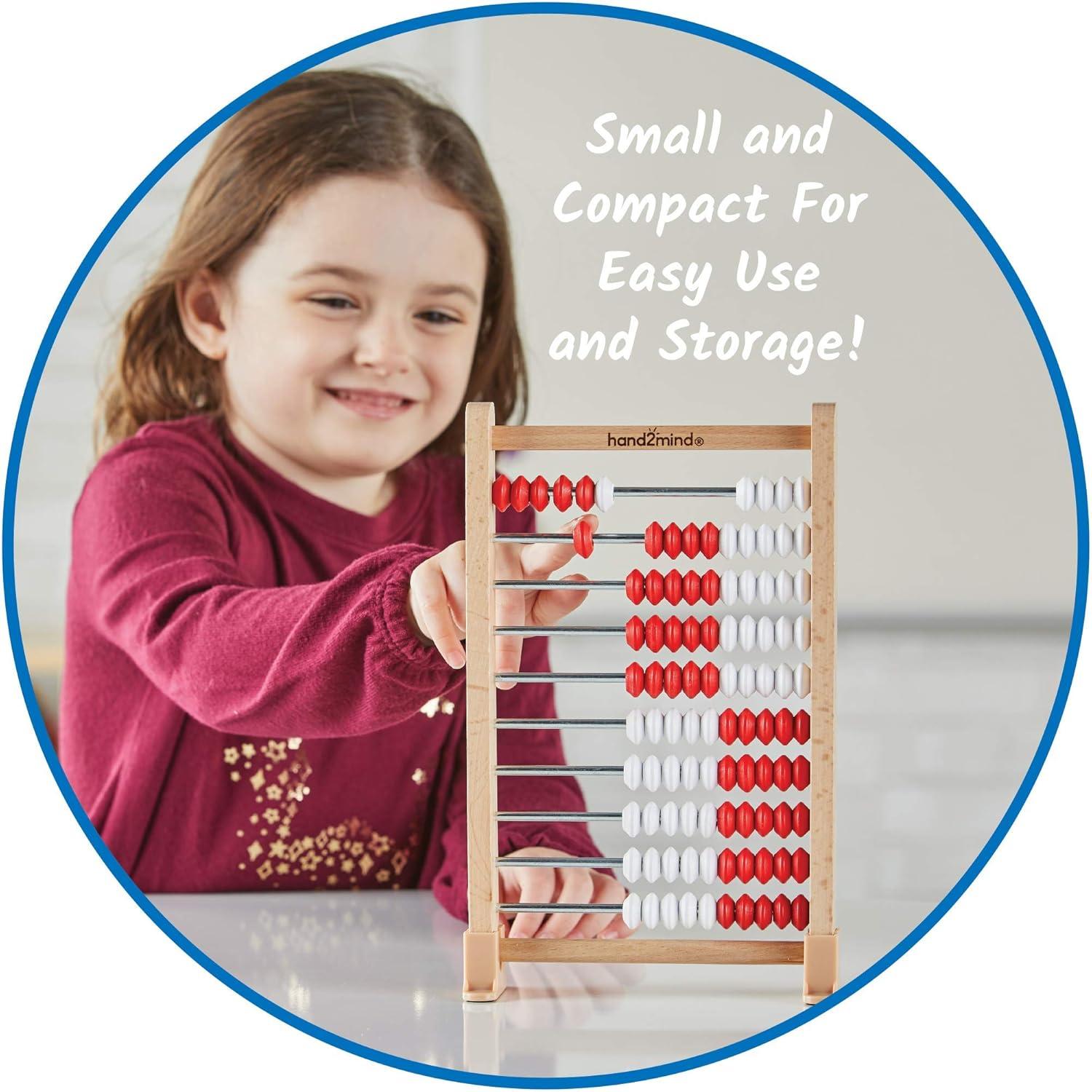 image:imagehand2mind Mini 100Bead Wooden Rekenrek Abacus Abacus for Kids Math Wooden Counting Math Manipulatives Bead Counters for Kids Math Learn Counting and Numbers Homeschool Supplies Set of 1Set of 1