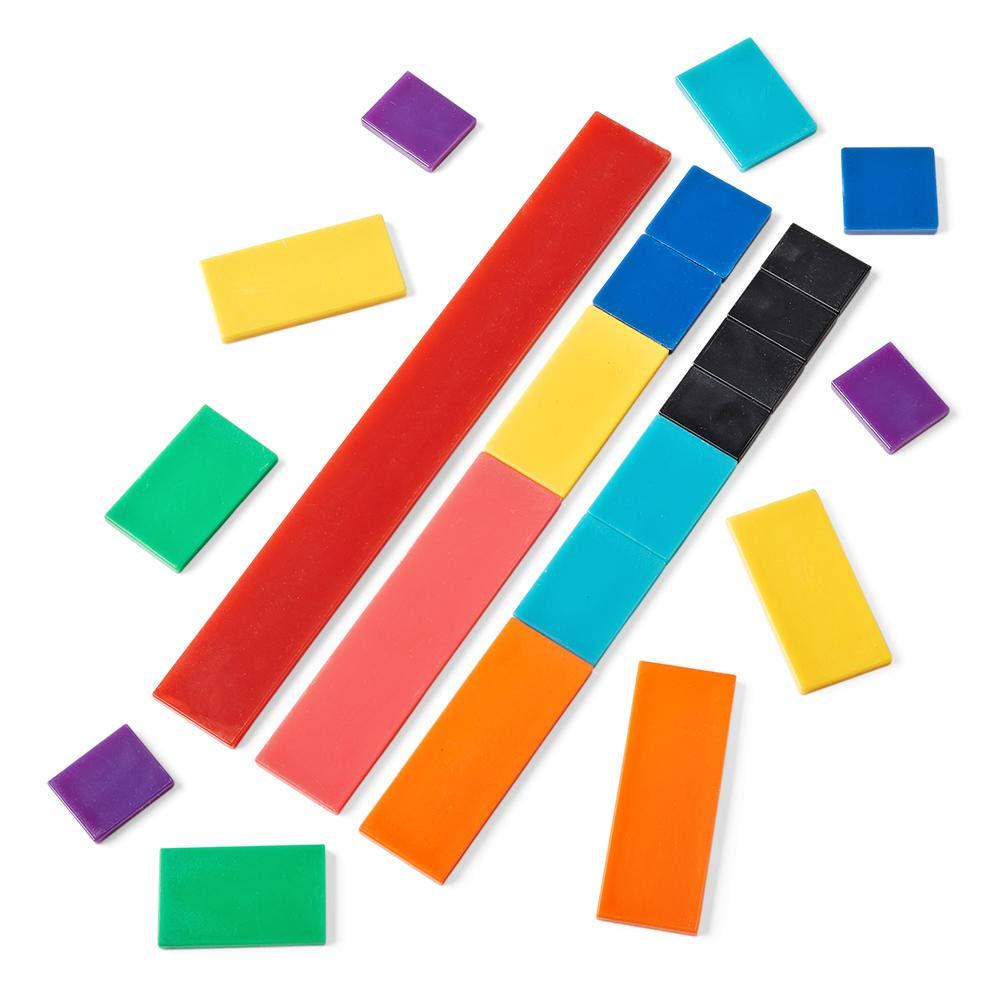 image:imagehand2mind Plastic Rainbow Blank Fraction Tiles Montessori Math Materials for Kids to Learn Fraction Equivalence Math Manipulatives 4th Grade Fraction Homeschool Supplies Set of 51