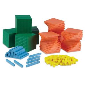 hand2mind Differentiated Foam Base Ten Blocks Complete Set, Place Value Blocks, Counting Cubes, Base 10 Math Manipulatives, Teacher Supplies for Math Classroom, Montessori Math Materials (Set of 484)