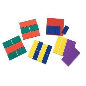 hand2mind Foam Multi-Colored Fraction Squares Montessori Math Materials for Kids to Learn Fraction Equivalence Math Manipulatives 4th Grade Fraction Square, Homeschool Supplies (Set of 24)