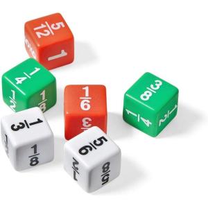 hand2mind Fraction Dice Montessori Math Materials for Kids to Learn Fraction Equivalence Math Manipulatives 4th Grade Fraction Dice, Homeschool Supplies (Set of 6)
