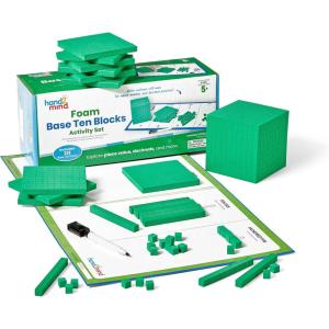 hand2mind Interlox Base Ten Blocks Activity Set, Place Value Manipulatives, Base 10 Blocks for Math, Counting Cubes, Math Manipulatives 1st Grade, Small Group Classroom Must Haves (133 Pieces)(Foam)