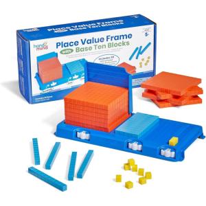 hand2mind Place Value Frame with Base Ten Blocks, Math Manipulatives Kindergarten, Montessori Math Materials, Counting Cubes, Classroom Supplies for Teacher Elementary