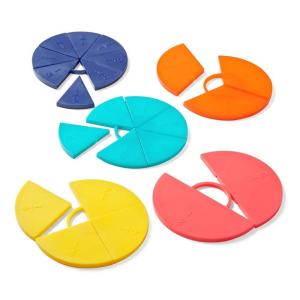 hand2mind Plastic Connecting Fraction Circles, Fraction Manipulatives, Unit Fraction, Rainbow Circle Math Manipulatives, Fraction Games, Montessori Math, Homeschool Supplies (Set of 5)(Circles)