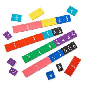 hand2mind Plastic Double-Sided Decimal and Fraction Tiles, Montessori Math Materials, Fraction Manipulatives, Unit Fraction, Fraction Bars Math Manipulatives, Homeschool Supplies (Set of 51)(Fraction & Decimal Tiles)