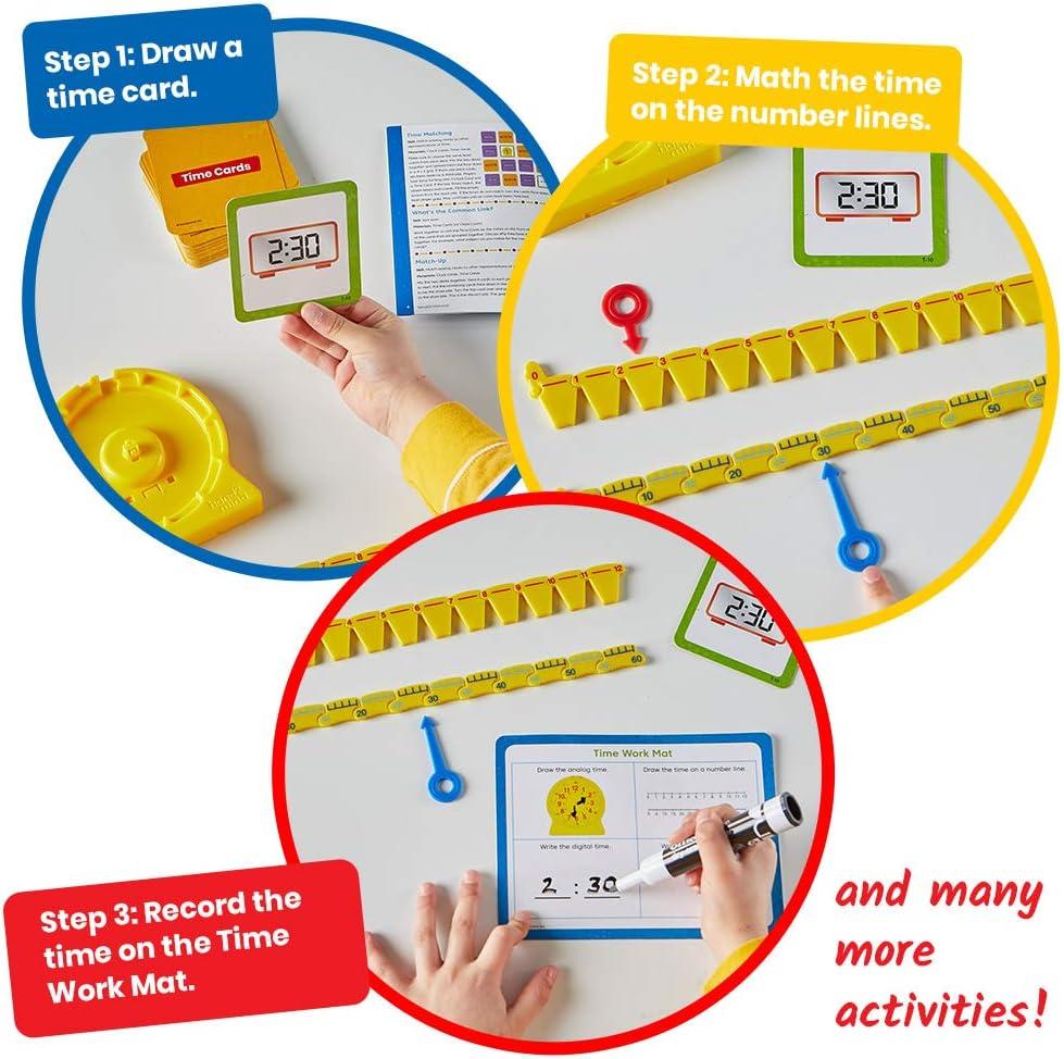 image:imageHand2Mind Telling Time Basics Center Kit Learn to Tell Time Activity Set with Analog Classroom Clock for Kids Yellow