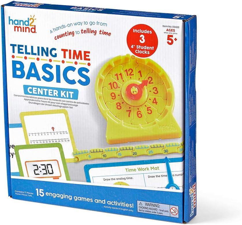 image:imageHand2Mind Telling Time Basics Center Kit Learn to Tell Time Activity Set with Analog Classroom Clock for Kids Yellow