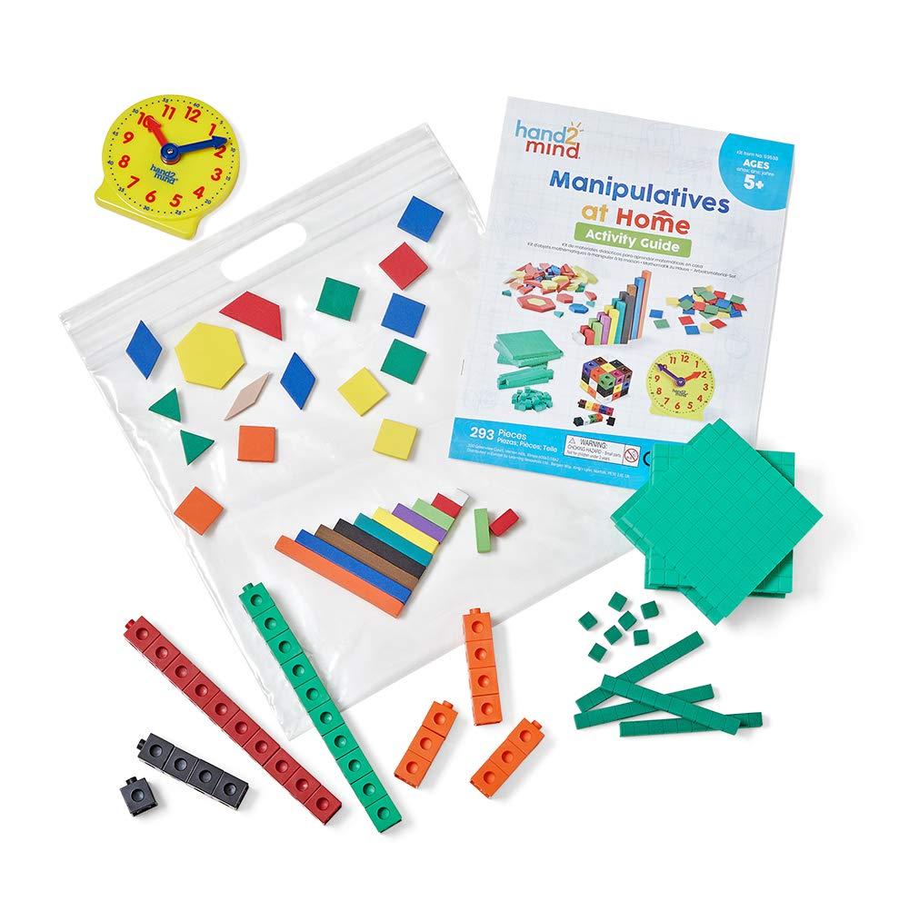 image:imagehand2mind93538 Take Home Math Manipulatives Kit for Kids Grade K2 with Snap Cubes Base Ten Blocks Cuisenaire Rods Pattern Blocks Color Tiles and Learning Clock Homeschool Supplies 292 PiecesSet of 1