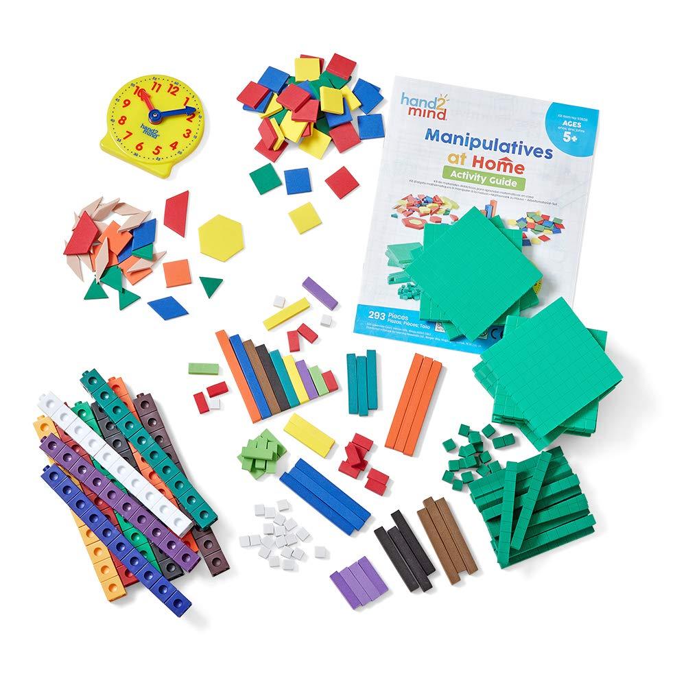 image:imagehand2mind93538 Take Home Math Manipulatives Kit for Kids Grade K2 with Snap Cubes Base Ten Blocks Cuisenaire Rods Pattern Blocks Color Tiles and Learning Clock Homeschool Supplies 292 PiecesSet of 1