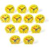Hand2mind Mini Geared Clock for Teaching and Learning to Tell Time – Analog Learning Clock for Kids and Classrooms (Set of 12), Yellow