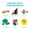 hand2mind-93538 Take Home Math Manipulatives Kit for Kids Grade K-2, with Snap Cubes, Base Ten Blocks, Cuisenaire Rods, Pattern Blocks, Color Tiles and Learning Clock, Homeschool Supplies (292 Pieces)(Set of 1)