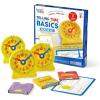 Hand2Mind Telling Time Basics Center Kit – Learn to Tell Time Activity Set with Analog Classroom Clock for Kids, Yellow