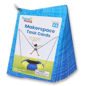 hand2mind Makerspace Task Cards, Grades 6-8, STEM Challenge Cards, STEM Classroom Centers, Makerspace Supplies, Middle School Science Classroom Supplies, STEM Kids Learning Activities(Grades 6-8)