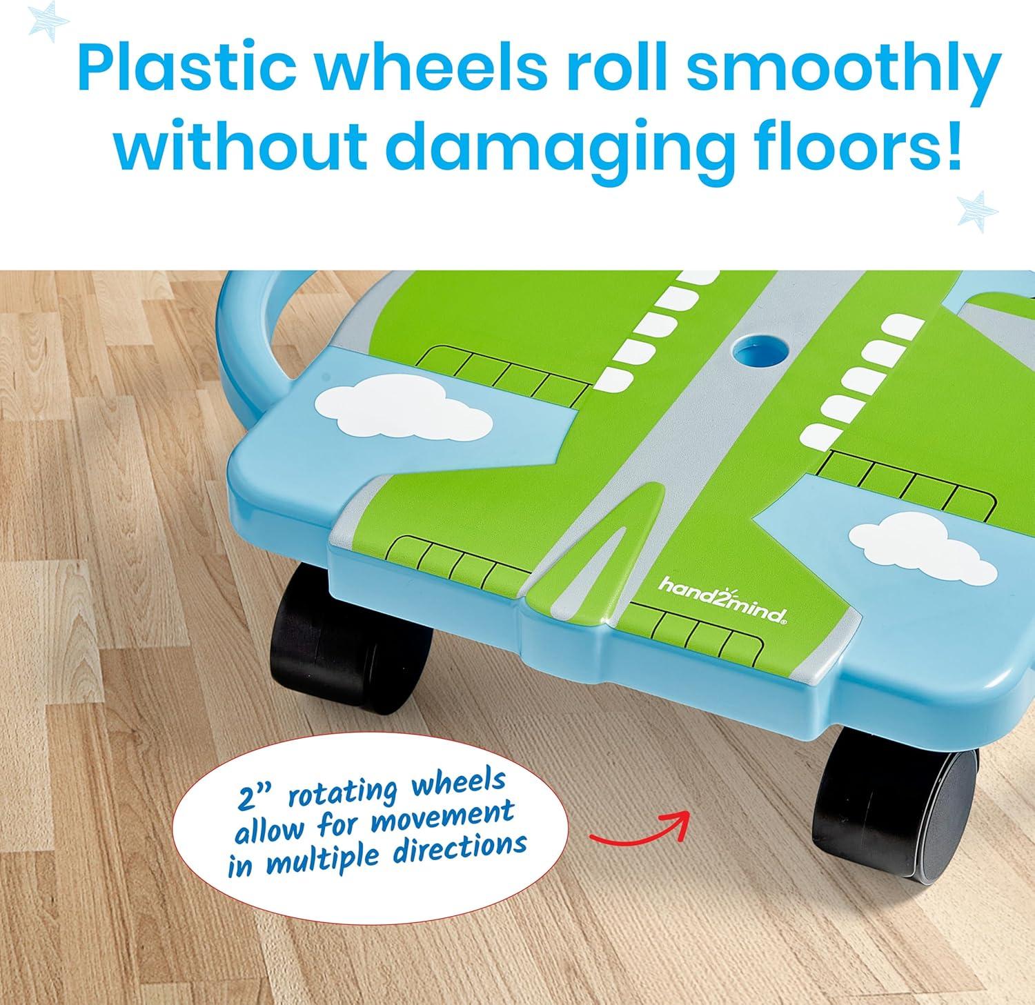 image:imagehand2mind Green Indoor Scooter Board with HandlesGreen Plane Glider