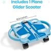 hand2mind Blue Indoor Scooter Board with Handles, Sit Down Floor Scooter(Blue Plane Glider)
