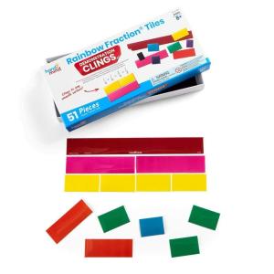 hand2mind Rainbow Fraction Tiles for Kids Ages 8-13, Flat Demonstration Rainbow Fraction Tiles, Fraction Manipulatives, Learn Adding and Subtracting Fractions, Homeschool Supplies (51 Pieces)
