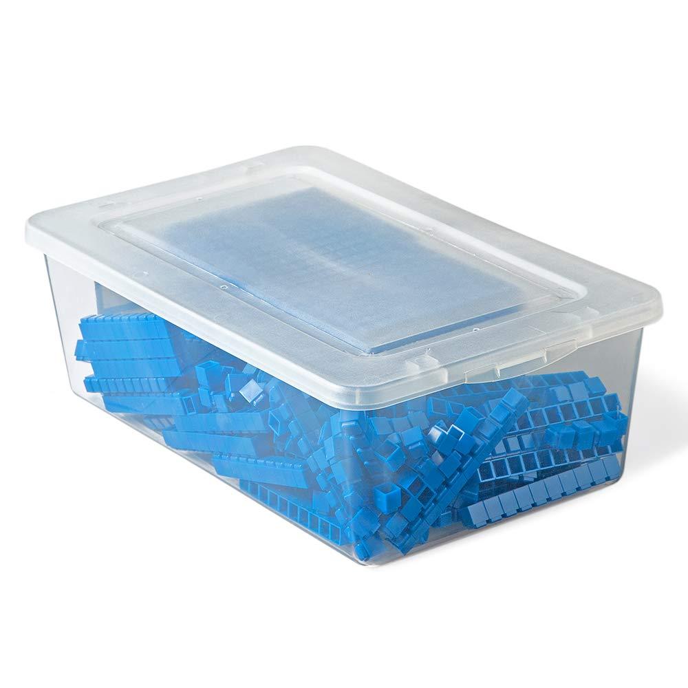 image:imagehand2mind Blue Plastic Interlox Connecting Base Ten Blocks Complete Set Place Value Blocks Counting Cubes for Kids Math Math Manipulatives for Kids Kindergarten Homeschool Supplies Set of 161