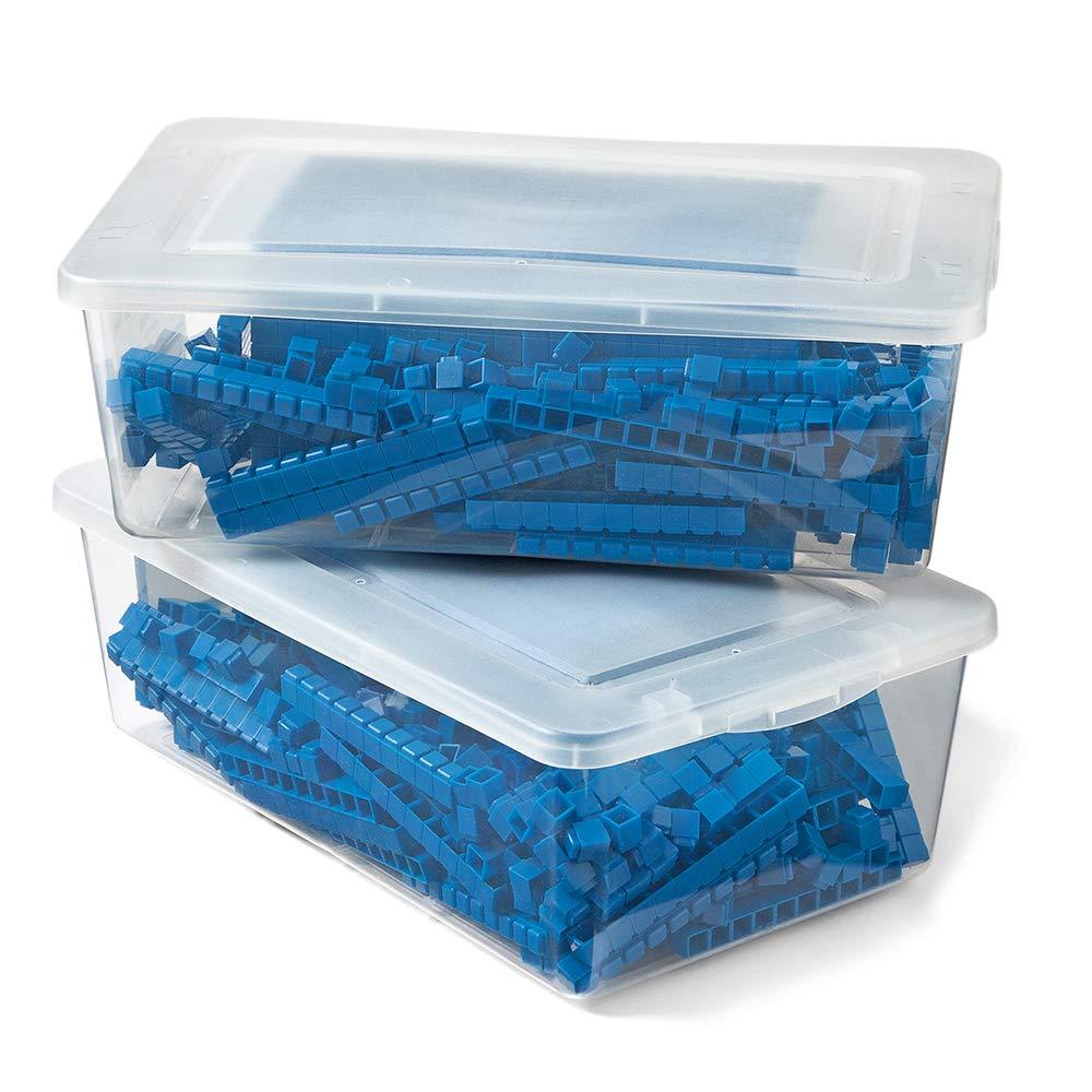 image:imagehand2mind Blue Plastic Interlox Connecting Base Ten Blocks Complete Set Place Value Blocks Counting Cubes for Kids Math Math Manipulatives for Kids Kindergarten Homeschool Supplies Set of 322