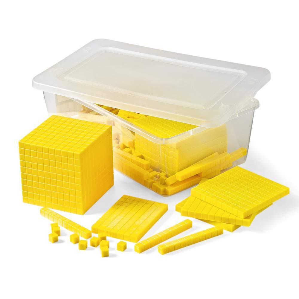 image:imagehand2mind Yellow Plastic Base Ten Blocks Complete Classroom Set Place Value Blocks Counting Cubes Math Blocks Kindergarten Manipulative Kit for Mathematics for Elementary Teachers Set of 161