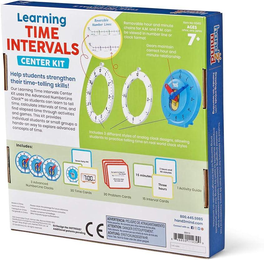 image:imagehand2mind Learning Intervals of Time Center 16 Games and Activities Number Line Clock for Kids Learning to Tell Time Math Manipulatives for Telling Time Analog Clock for Kids Learning 1 Pack 93413
