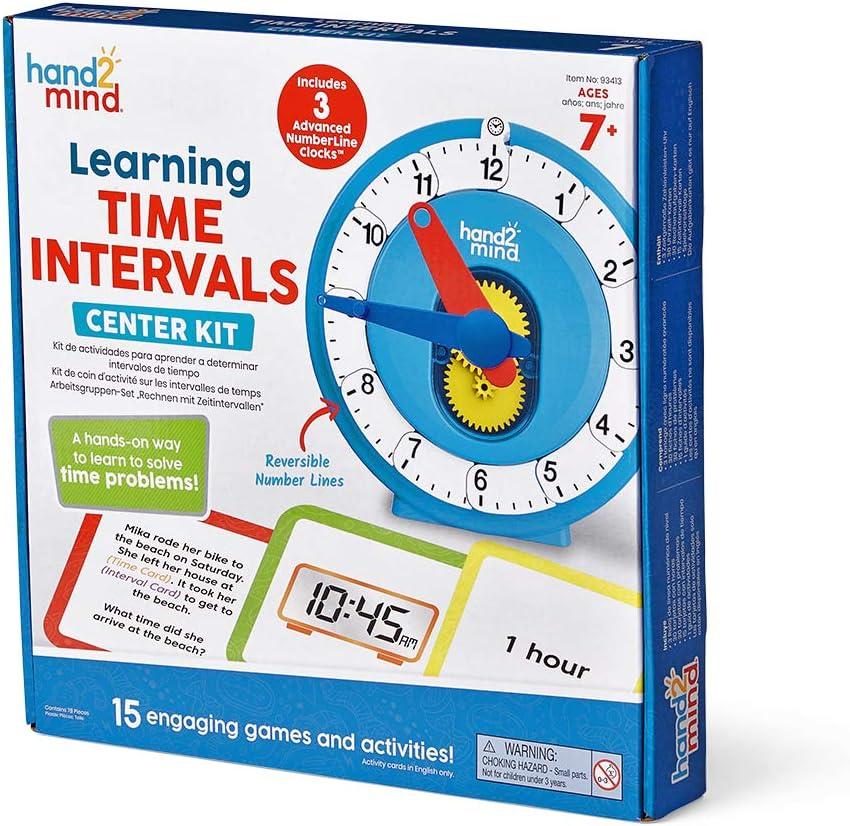 image:imagehand2mind Learning Intervals of Time Center 16 Games and Activities Number Line Clock for Kids Learning to Tell Time Math Manipulatives for Telling Time Analog Clock for Kids Learning 1 Pack 93413