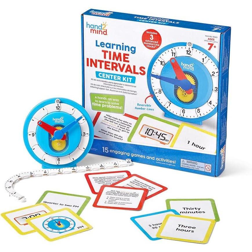 image:imagehand2mind Learning Intervals of Time Center 16 Games and Activities Number Line Clock for Kids Learning to Tell Time Math Manipulatives for Telling Time Analog Clock for Kids Learning 1 Pack 93413