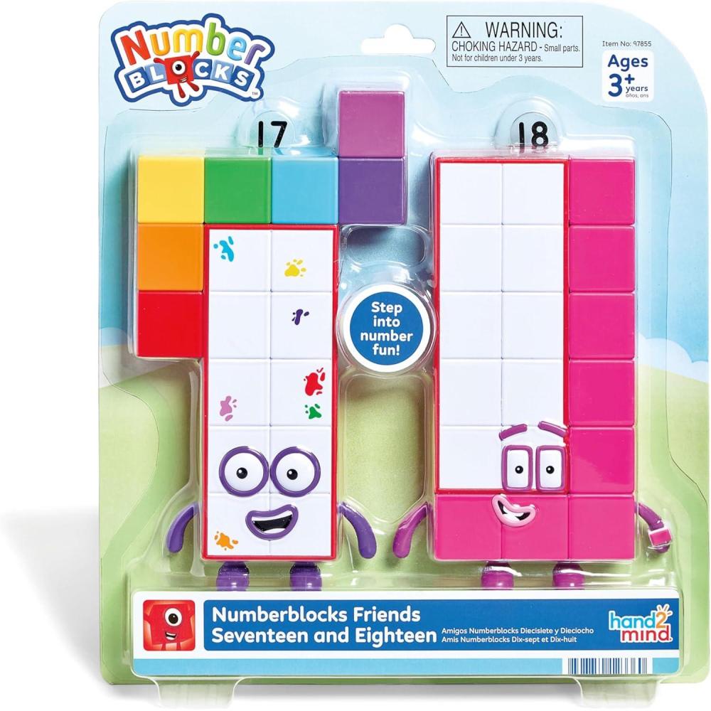 image:imagehand2mind Numberblocks Friends Seventeen and Eighteen Figure Pack Number and Counting Toys for Toddlers Play Figure Playsets Small Figurines for Kids Kindergarten Math and Pretend Play Toys