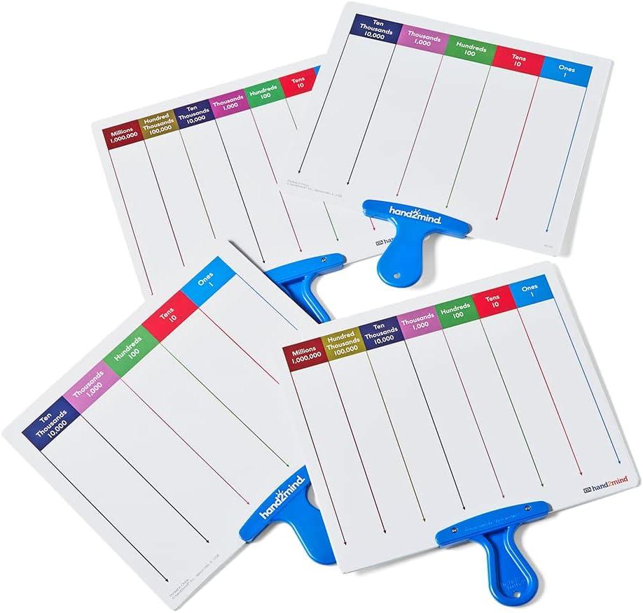 image:imagehand2mind Place Value Answer Board Dry Erase Board Sets Dry Erase Paddles Math Classroom Supplies Base 10 Math Manipulatives for Elementary School 1st Grade Math Materials Pack of 4