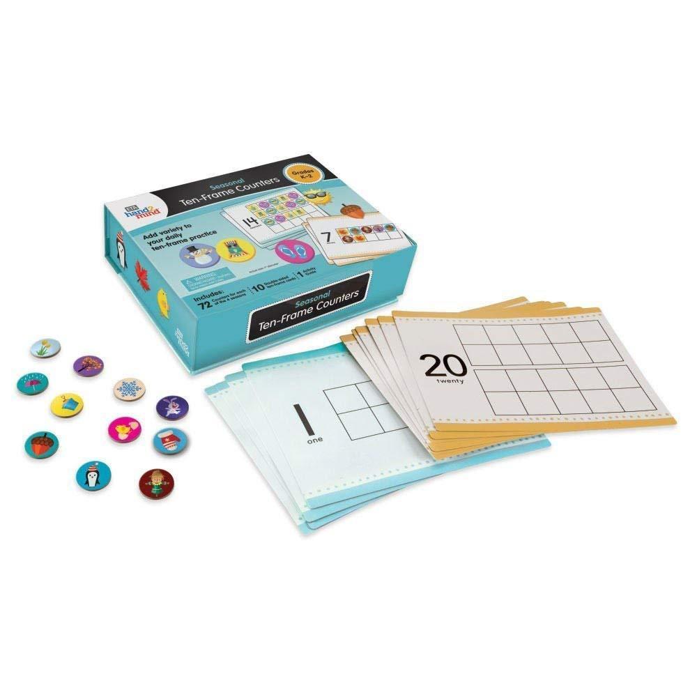 image:imagehand2mind Seasonal Ten Frames Math Counters for Kids Math Counters Chips for Counting and Sorting Kindergarten Learning Games Counting Toys Math Game 288 Math Counters and 10 Ten Frame CardsSeasonal counters